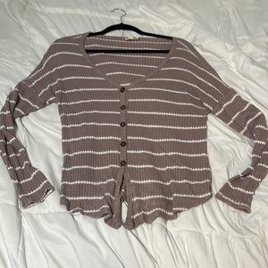 Aero Purple Striped Button up Longsleeve